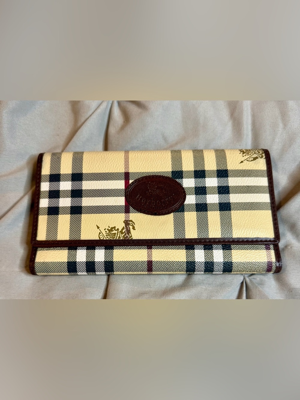 Vintage Burberrys Nova Check Long Continental Wallet Brown